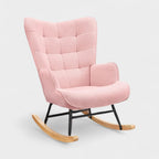ROSAHQNDA Rocking chair, soft plush fabric with armrests and backrest, casual upholstered chair, for living room, bedroom, Yard