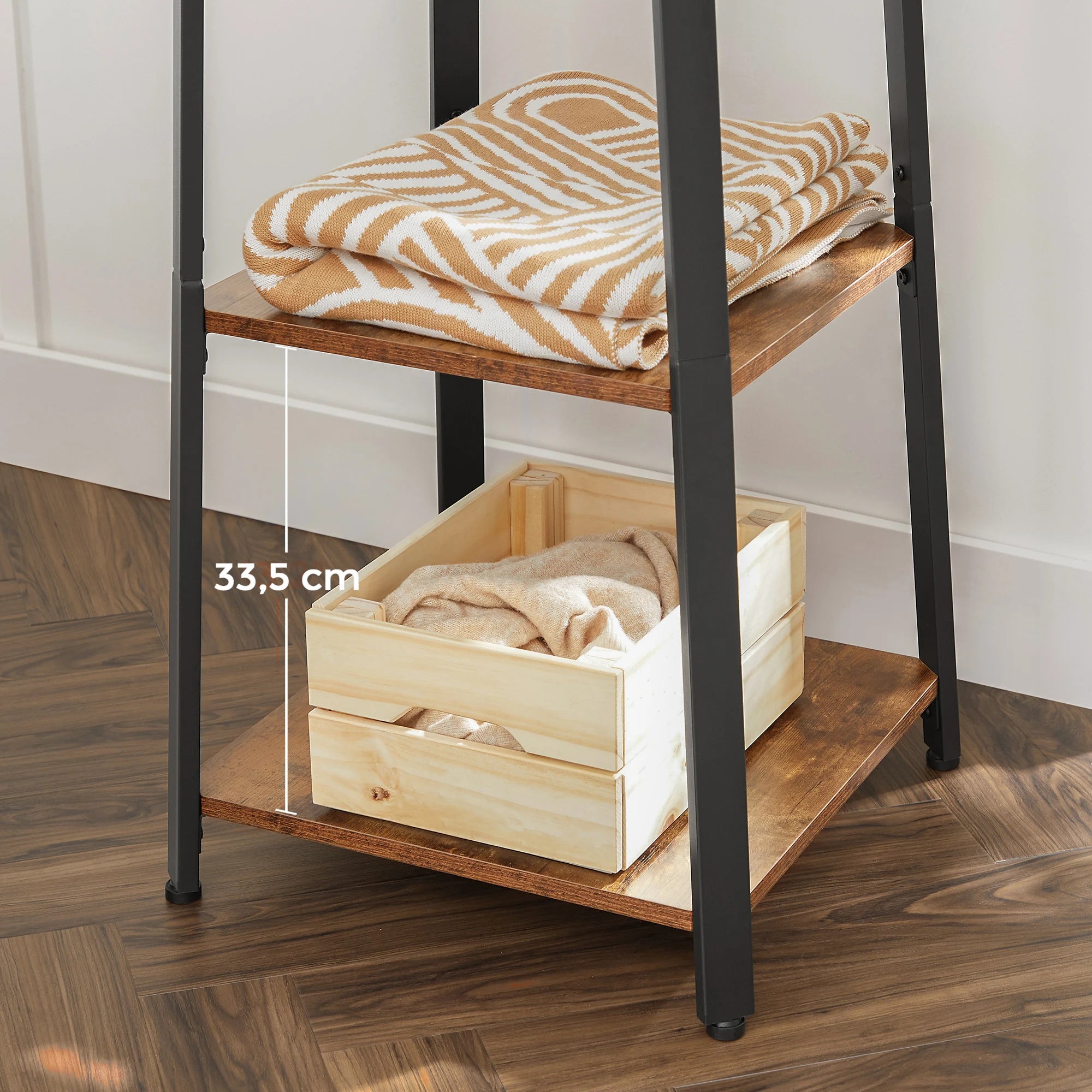 Porte-Manteau avec Étagères en Bois et Métal