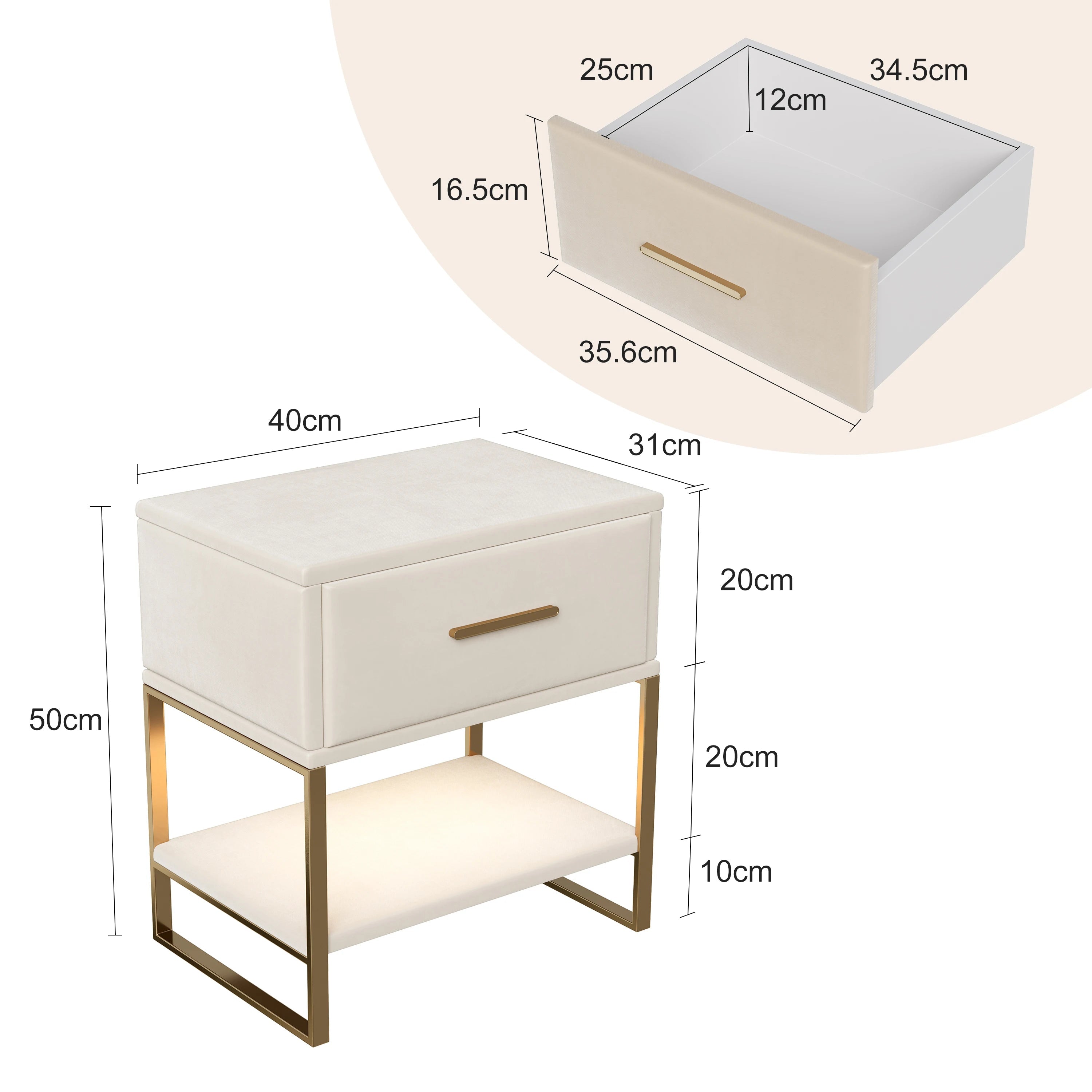 Table de chevet 2 pièces blanche