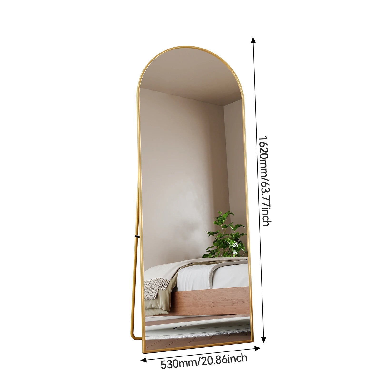 Miroir sur Pied Courbé – Verre Trempé et Cadre Doré