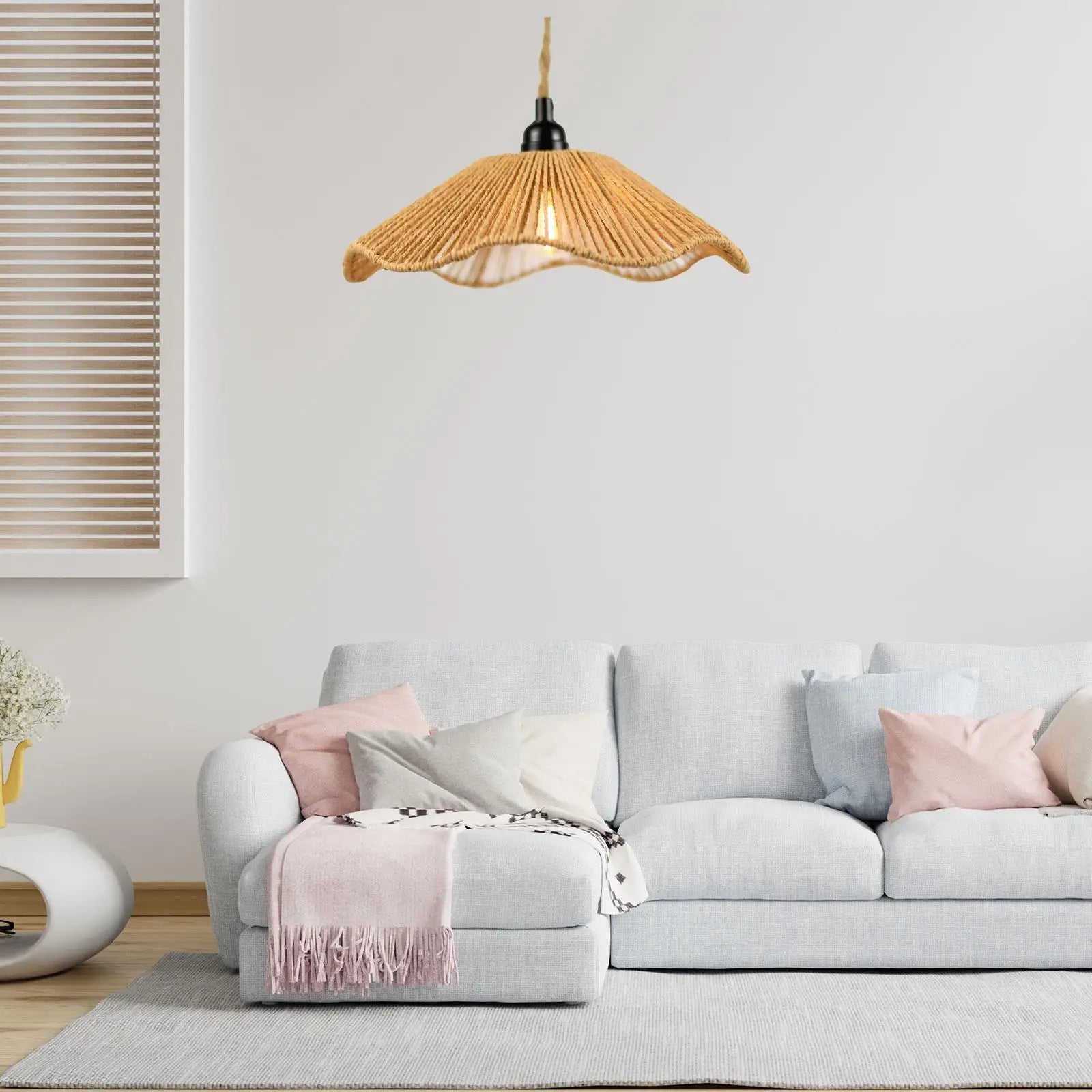 Abat-jour artisanal en corde pour salon et cuisine