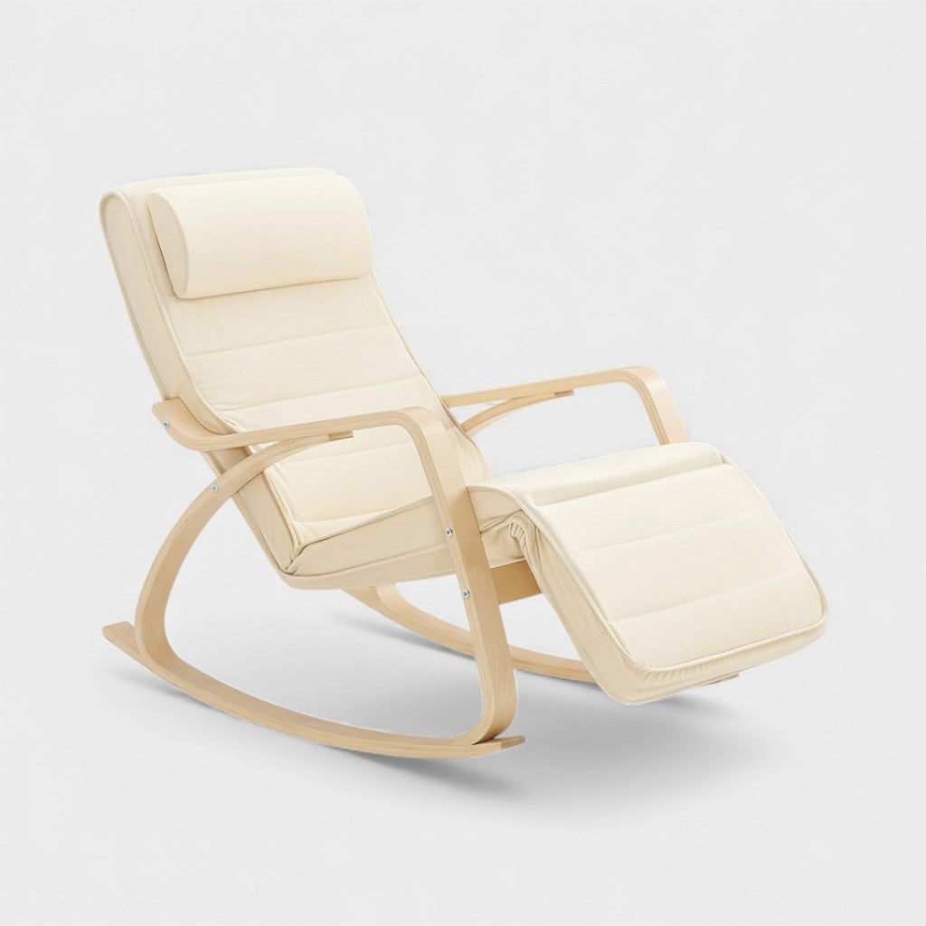 Fauteuil à bascule ajustable en bois avec accoudoirs