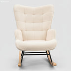 ROSAHQNDA Rocking chair, soft plush fabric with armrests and backrest, casual upholstered chair, for living room, bedroom, Yard