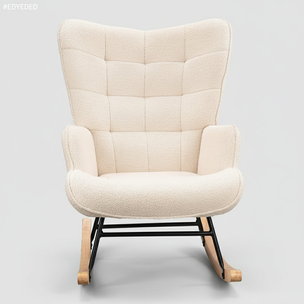 ROSAHQNDA Rocking chair, soft plush fabric with armrests and backrest, casual upholstered chair, for living room, bedroom, Yard