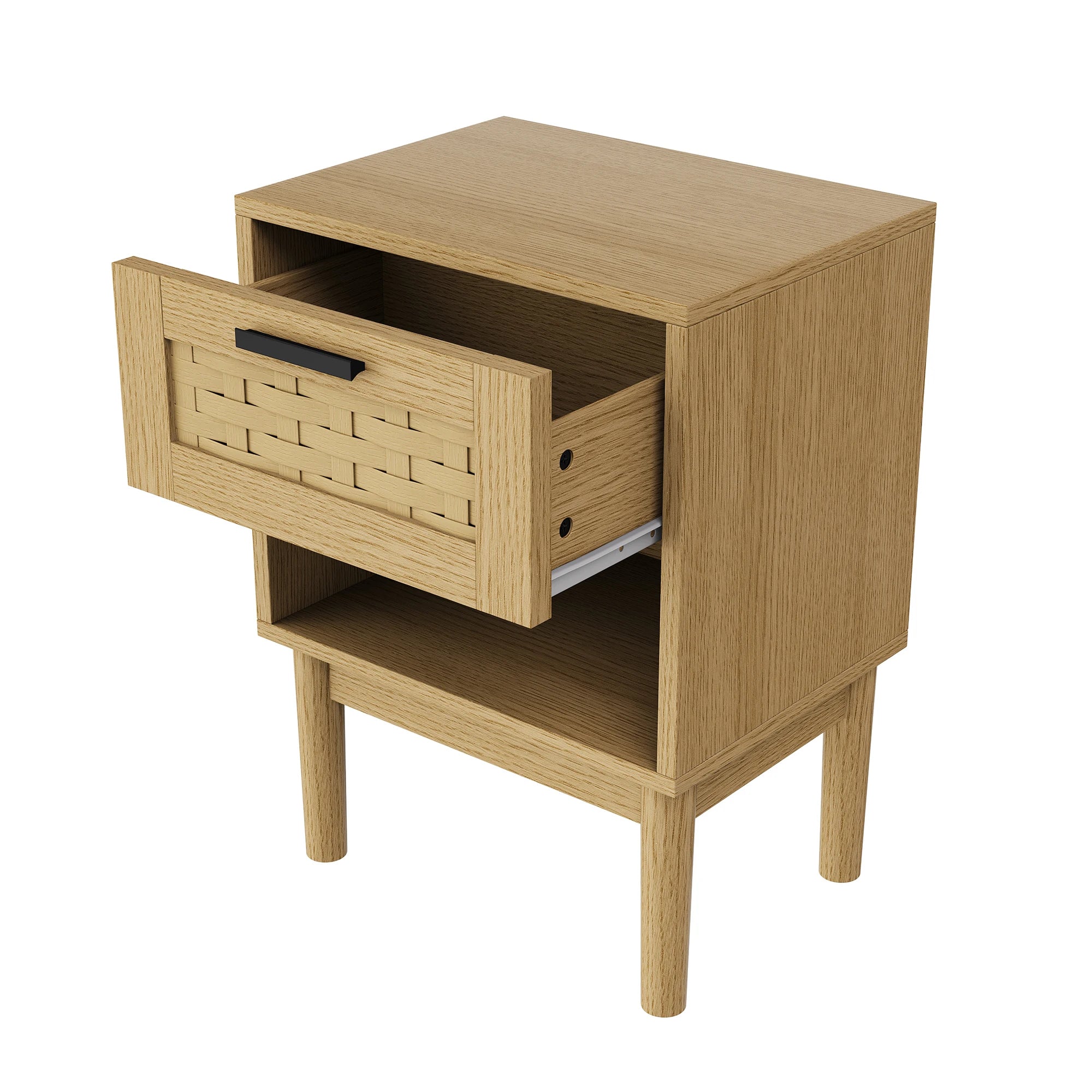 Lot de 2 Tables de Chevet avec Tiroir Tressé