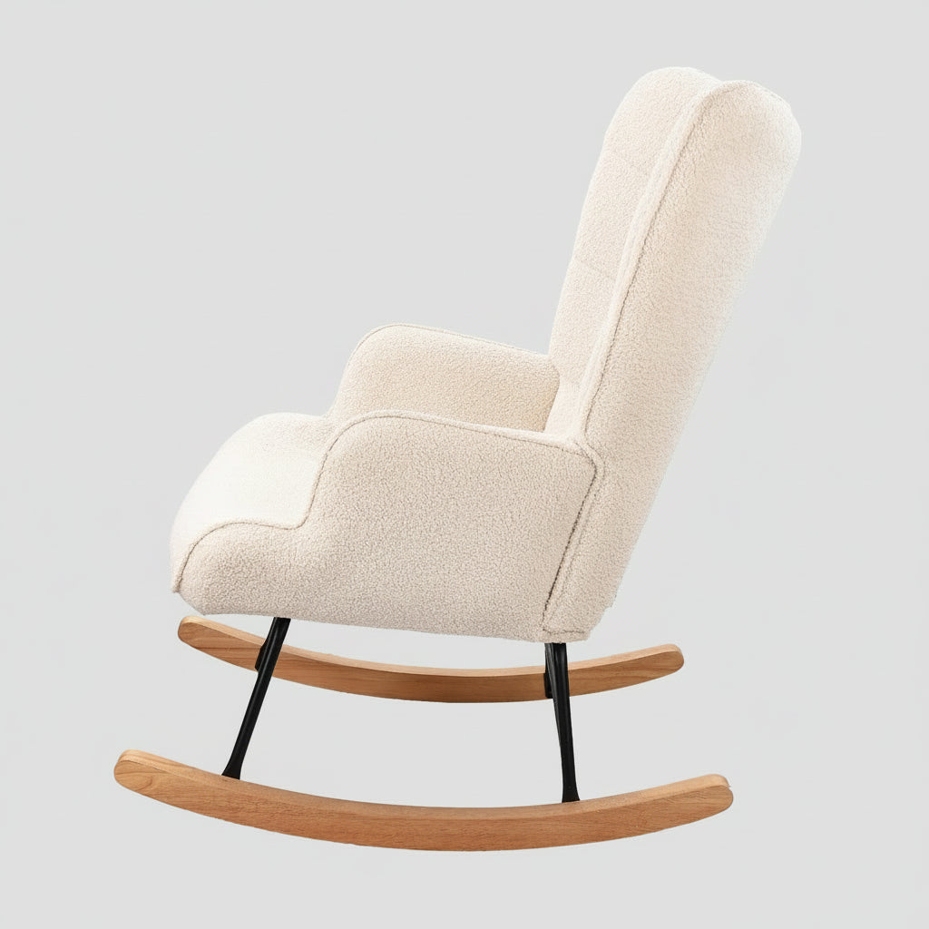 ROSAHQNDA Rocking chair, soft plush fabric with armrests and backrest, casual upholstered chair, for living room, bedroom, Yard