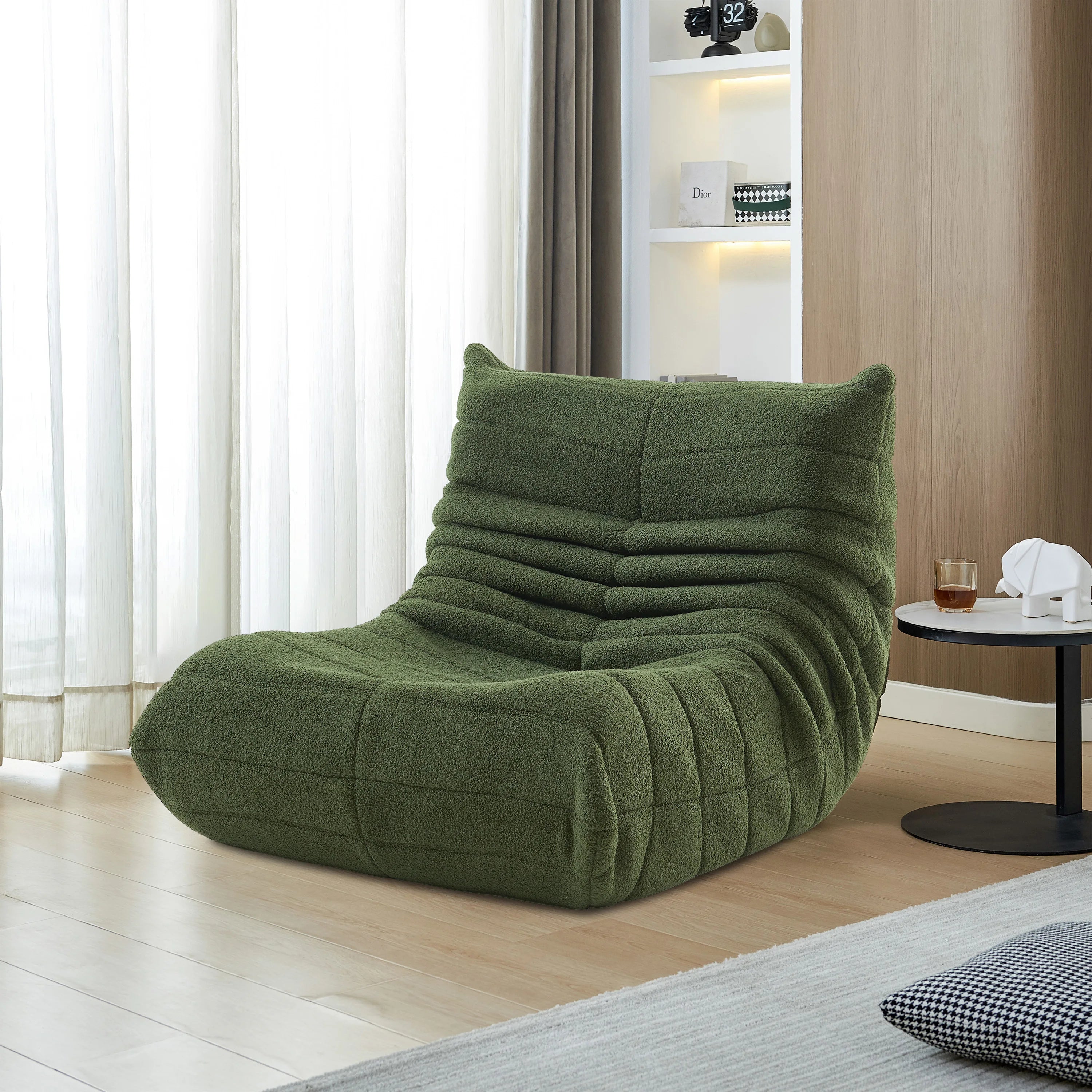 Fauteuil Lazy en Velours Teddy