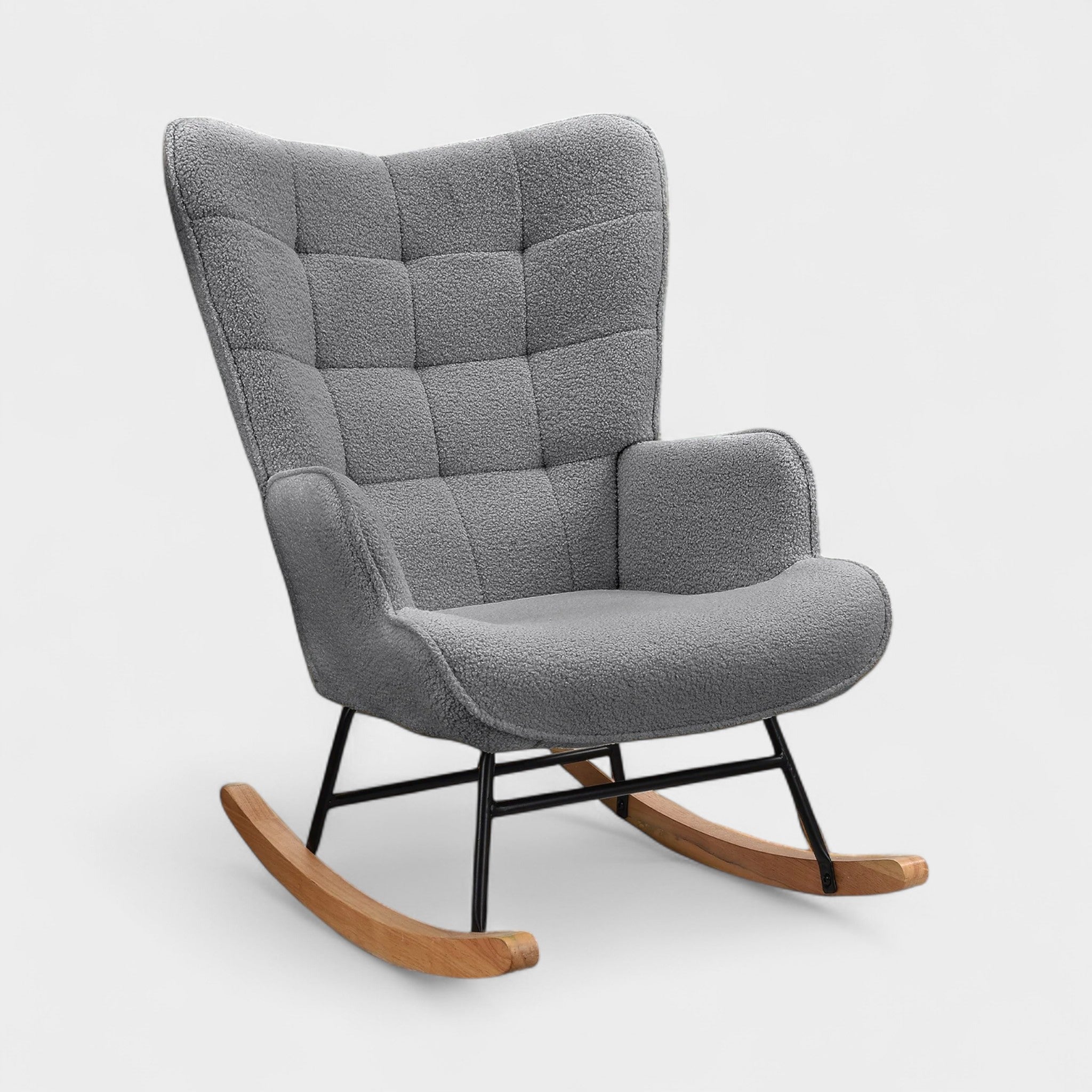 ROSAHQNDA Rocking chair, soft plush fabric with armrests and backrest, casual upholstered chair, for living room, bedroom, Yard