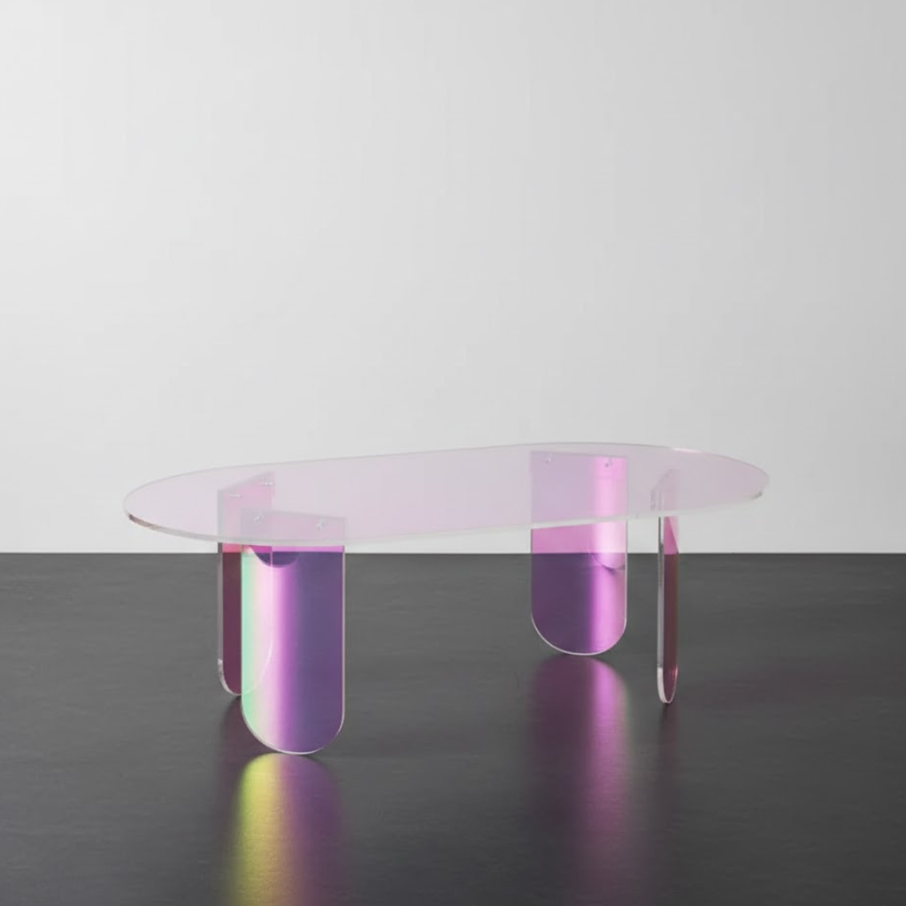 Table basse acrylique iridescente design