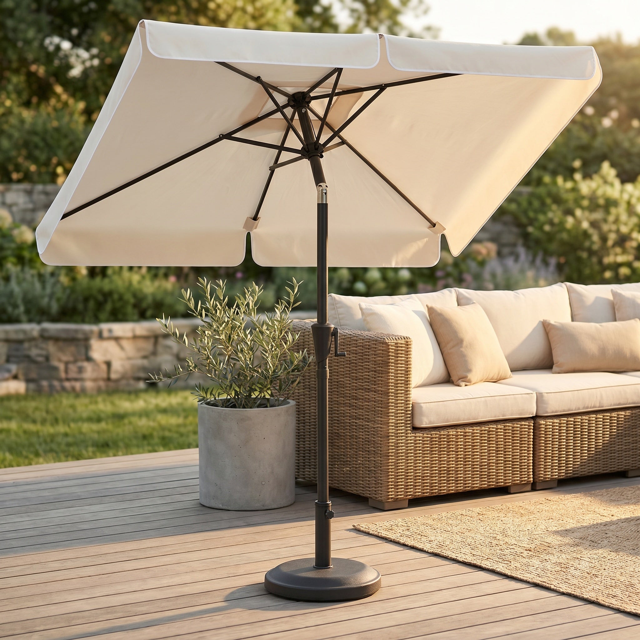 Parasol droit aluminium toile manivelle
