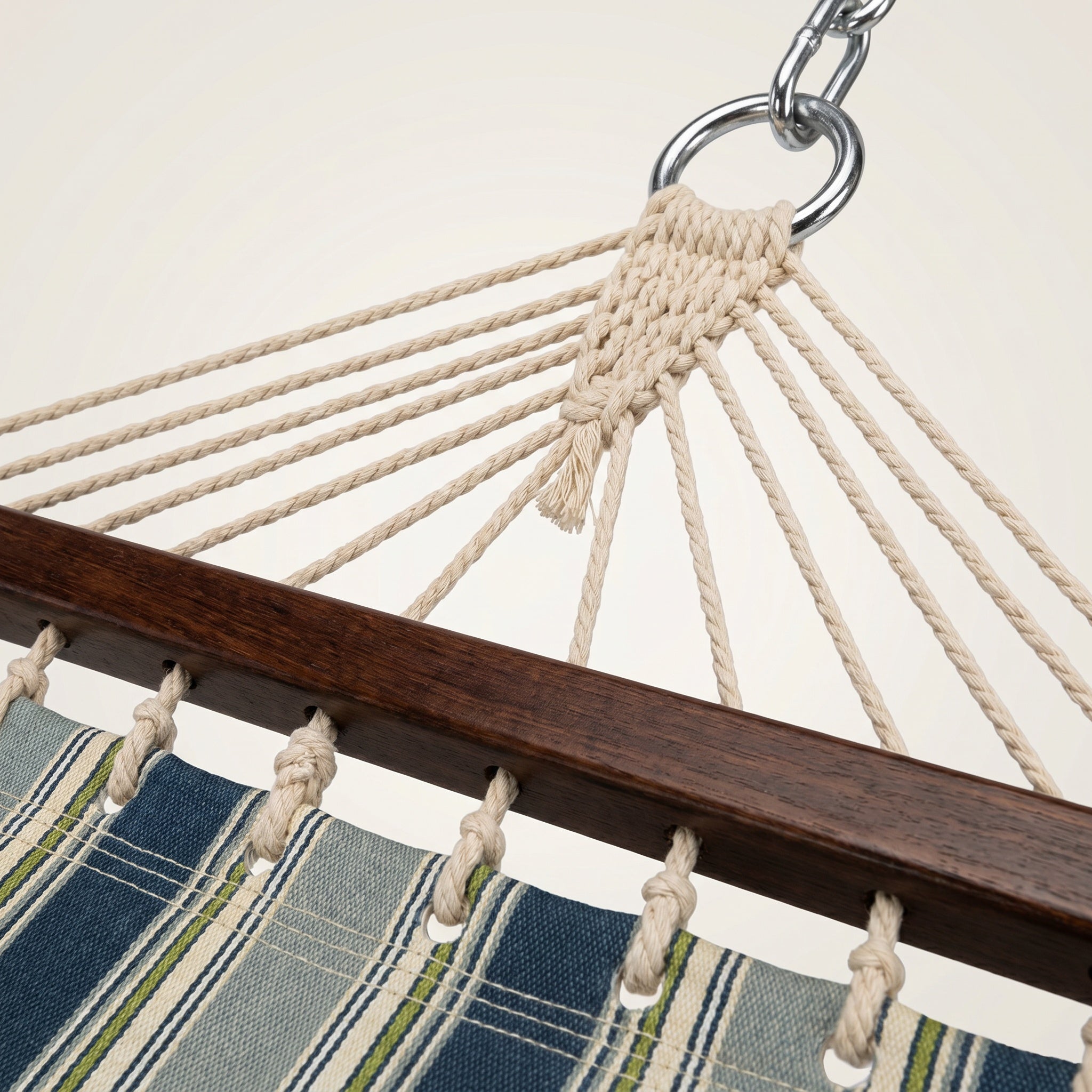 Hamac à barres avec support motif rayé bleu