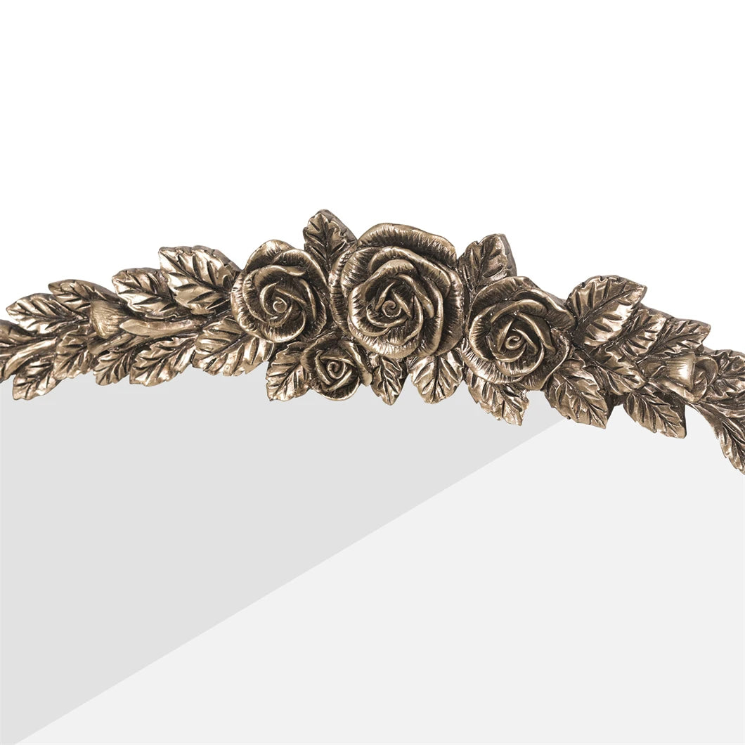 Miroir Mural Vintage Baroque – Cadre Métal Doré à Relief Floral