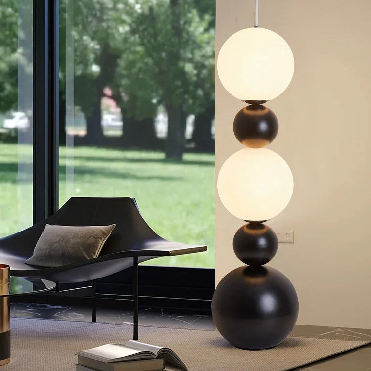 Nordic Black White Gourd Floor Lamp for Bedroom Living Room Next To The High-end Vertical Atmosphere Lamp LED Tricolor Light