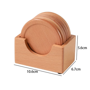 Lot de 6 sous-verres ronds en bois de noyer