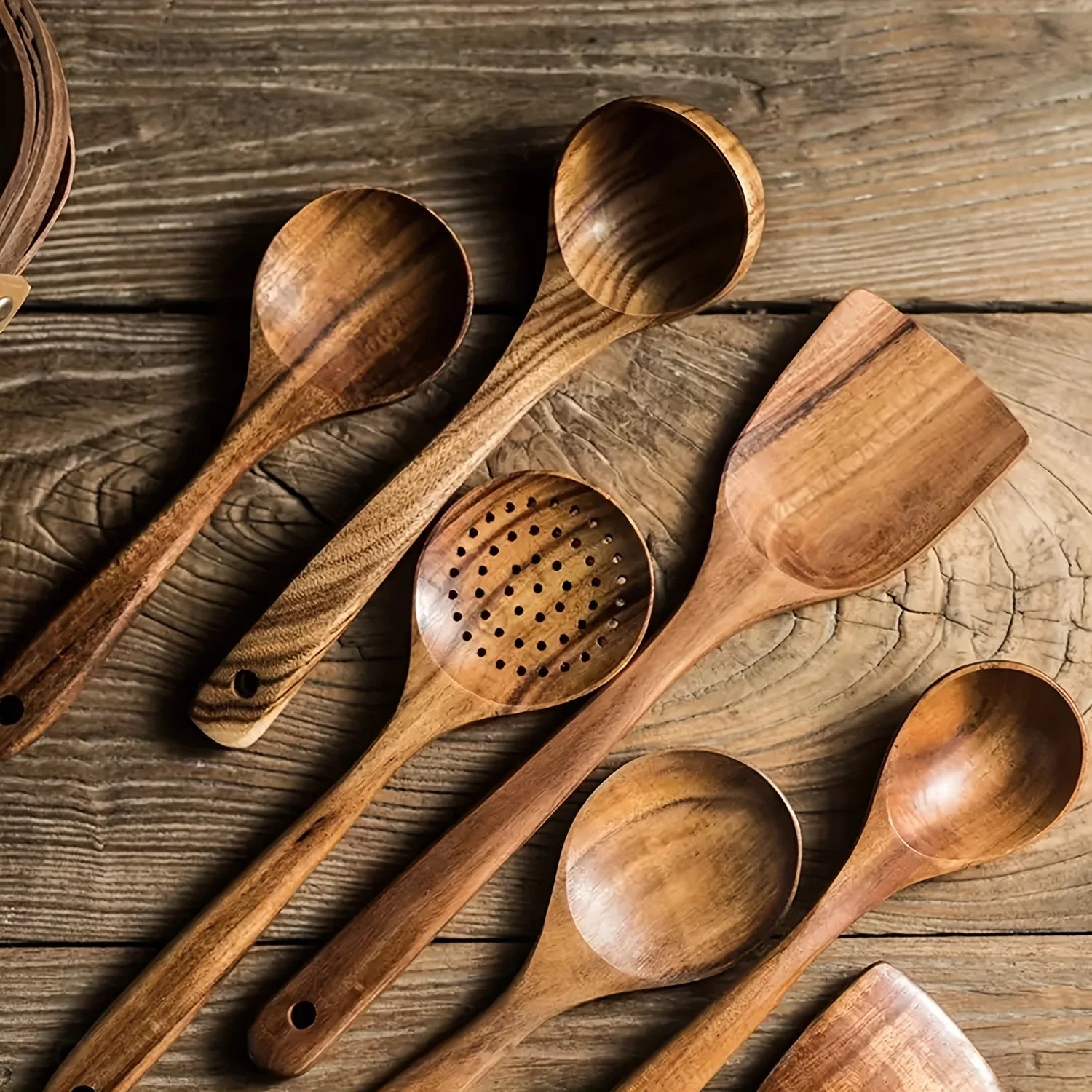 Lot de 5 ustensiles de cuisine en bois