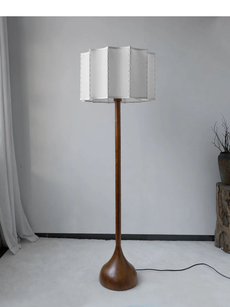 Wabi Sabi Style Wooden Standing Lamp for Living Room Bedroom Bedside Home Led Corner Sofa Light Minimalist Solid Wood Floor Lamp