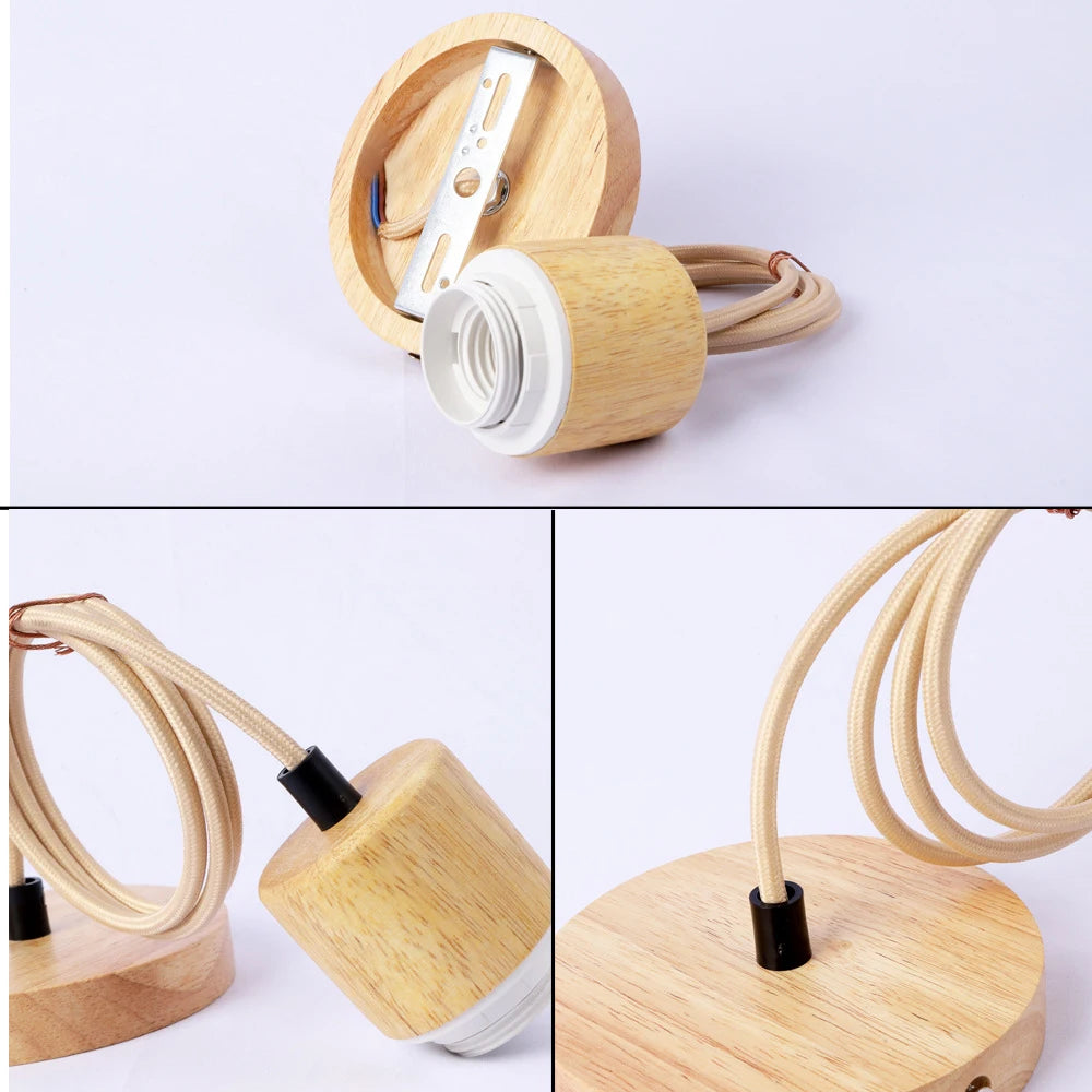 Douille E27 en bois naturel pour suspension