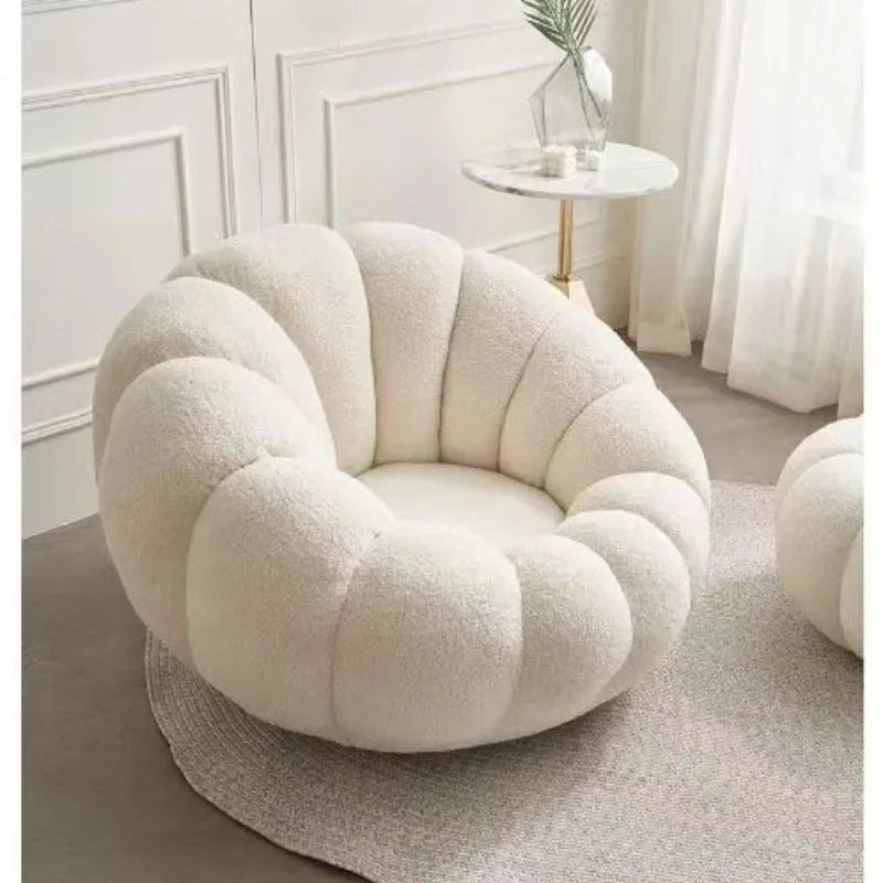 Fauteuil Pouf en bouclette design Coquillage