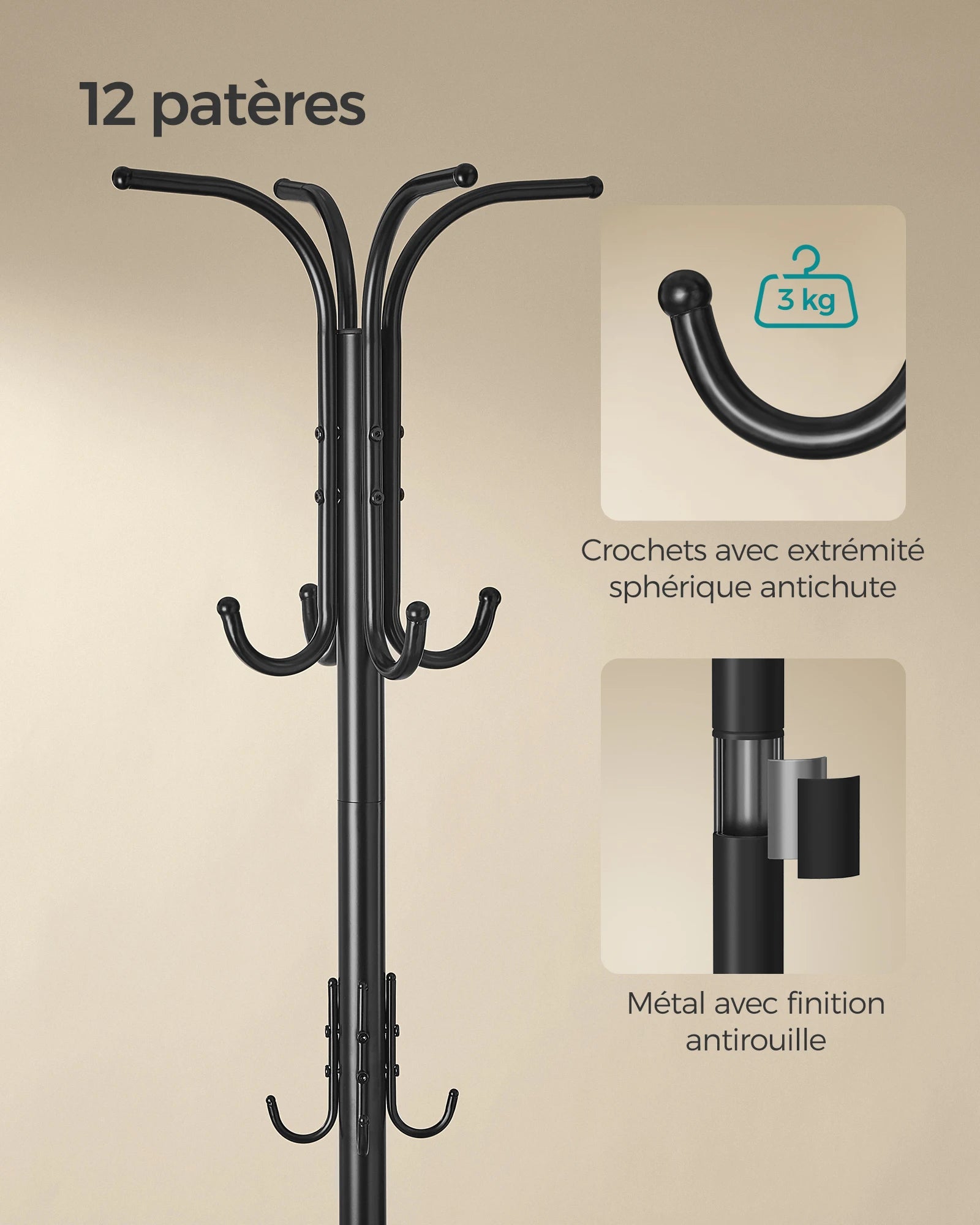 Porte-Manteau Métallique avec Panier de Rangement