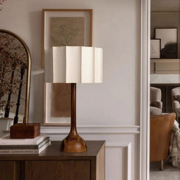 Lampadaire contemporain bois plissé