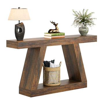 Console en Bois avec Piètement Géométrique Trapèze