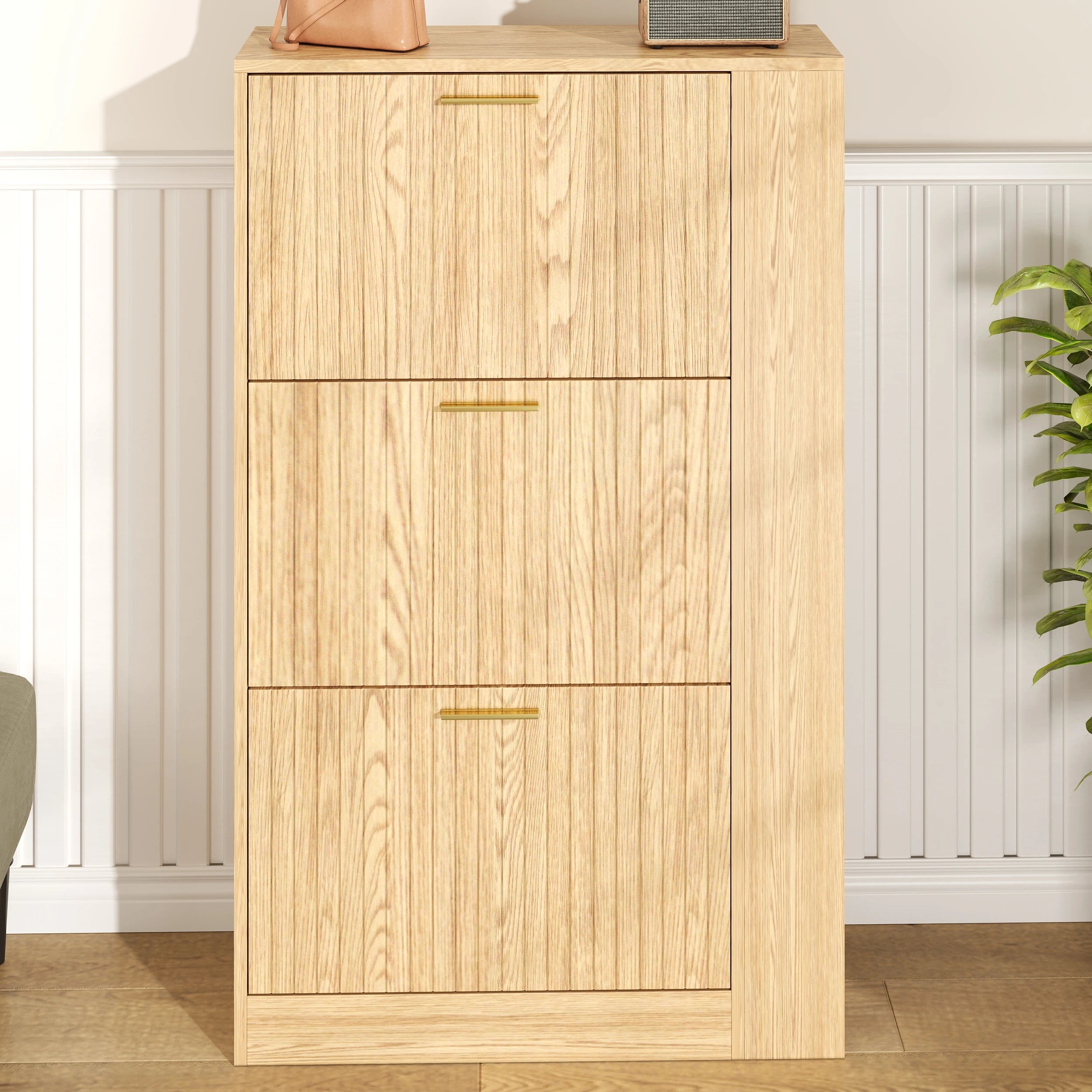 Meuble à chaussures en bois naturel