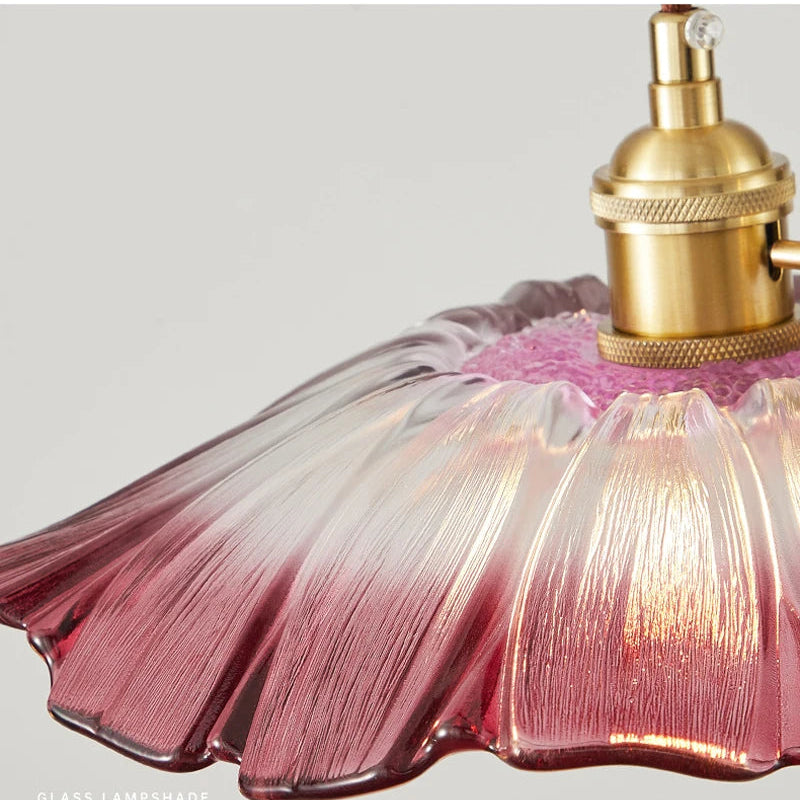 Suspension LED tournesol en verre violet style vintage - Ampoule incluse