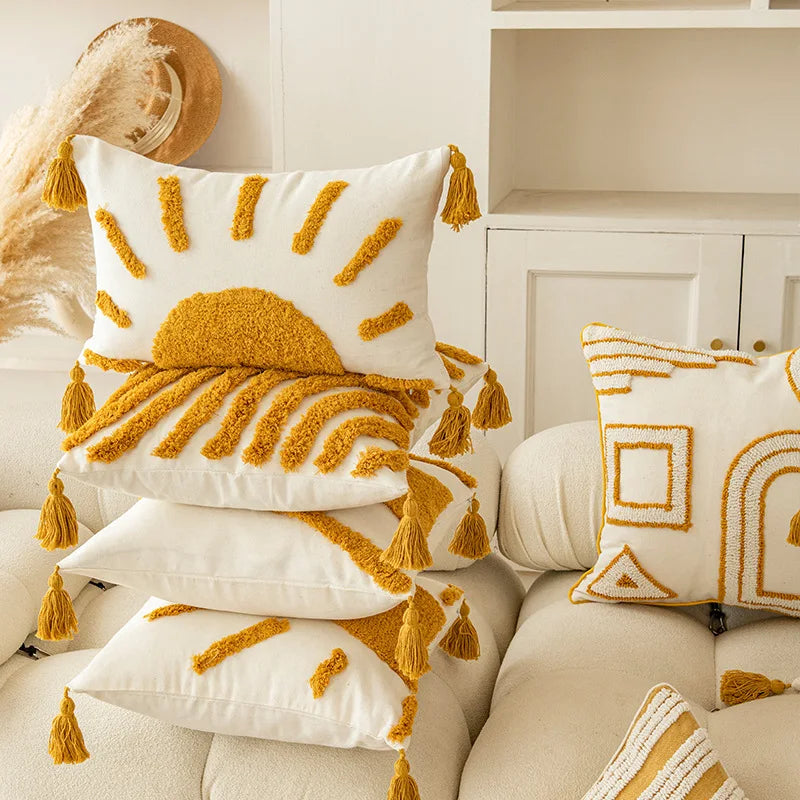 Housse de Coussin Boho Jaune
