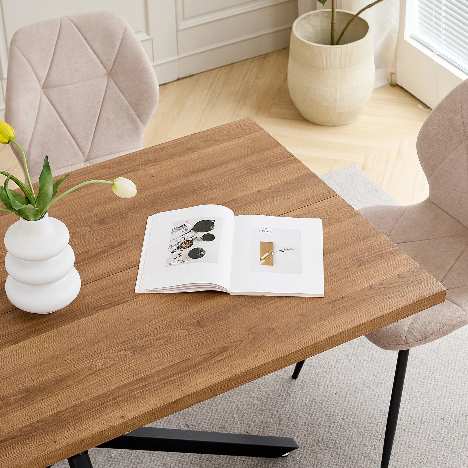 Table rectangulaire Design bois et métal