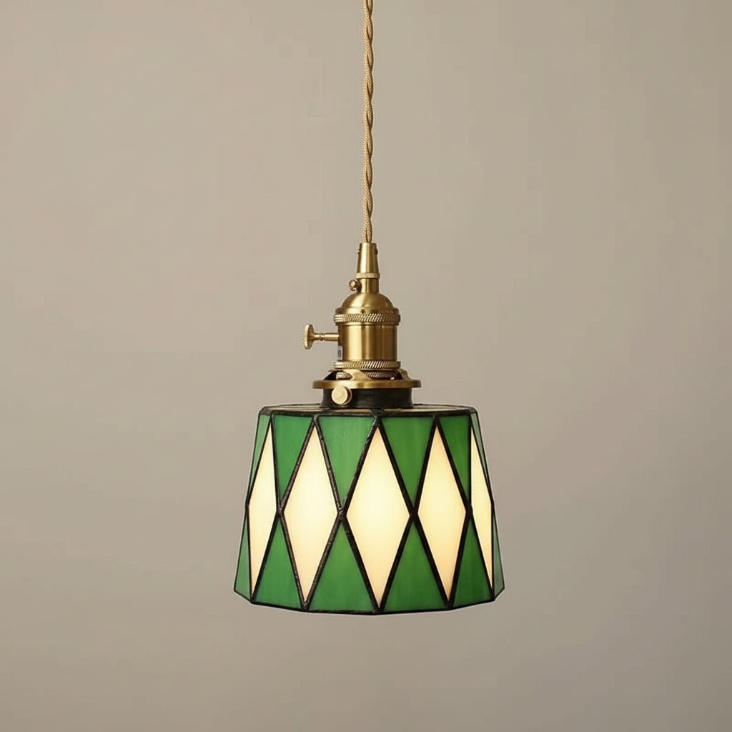 Suspension à 3 têtes en vitrail vintage