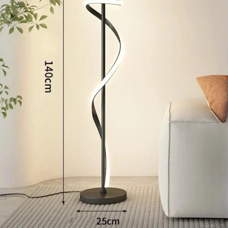 Nordic Cream Style Creative Line Spiral Floor Lamp Suitable for Living Room Bedroom Decoration Bedside Standing Lamps Fixtures