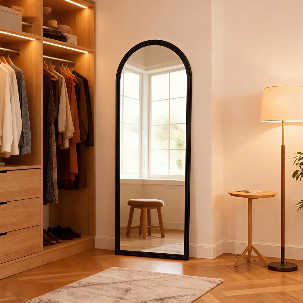 Miroir sur Pied Arc en Bois – Salon, Chambre ou Dressing