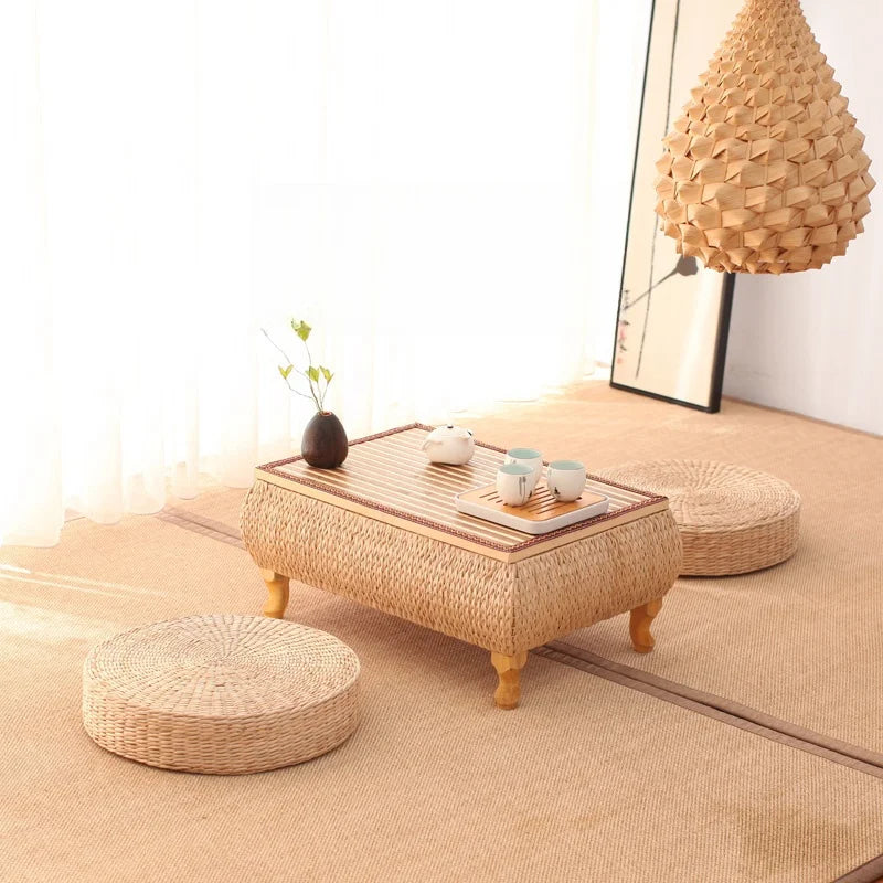 Table basse rangement bambou