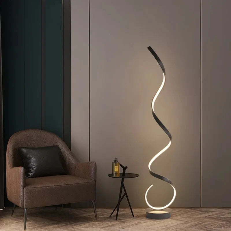Modern Simple LED Floor Lamp Spiral Shape Aluminum Floor Lights for Living Room Bedside Sofa Corner Home Decor Standing Lamp Led