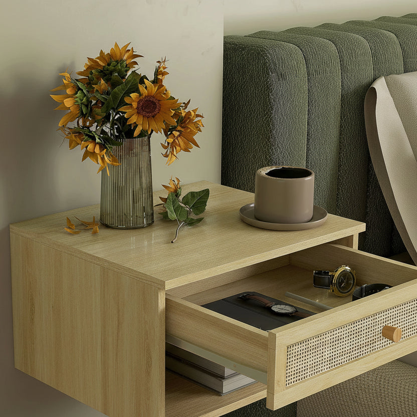 Lot de 2 Tables de Chevet Cannage