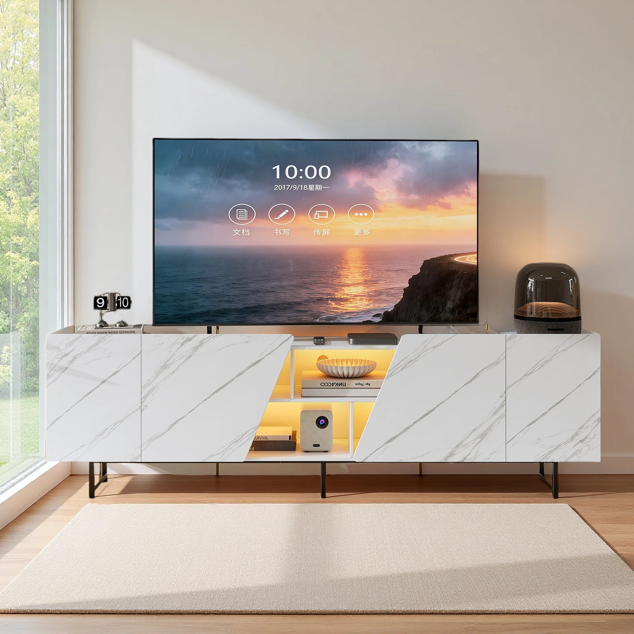 Meuble TV LED Design Marbre