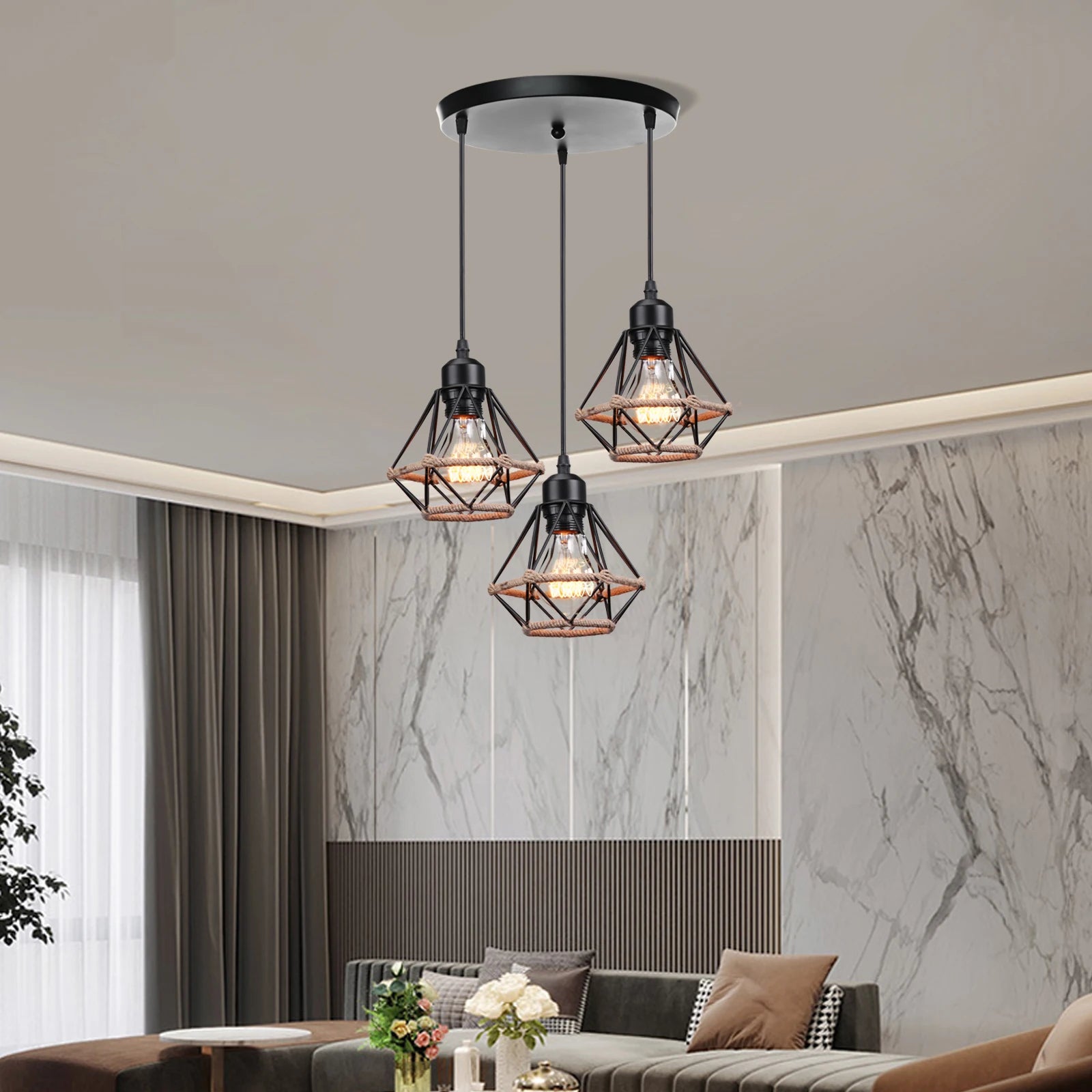 Plafonnier rond 3 trous pour suspension