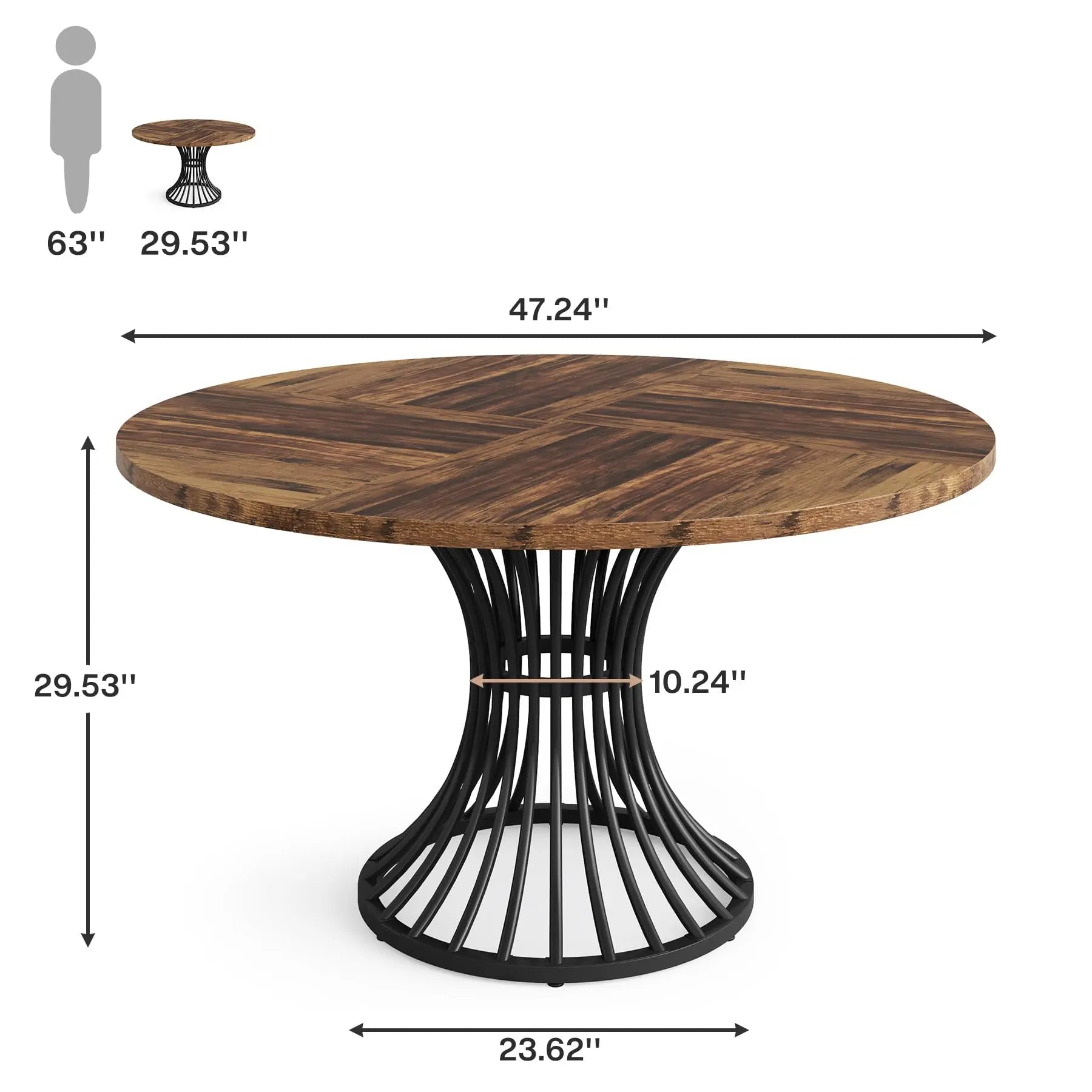 Table ronde bois massif et métal