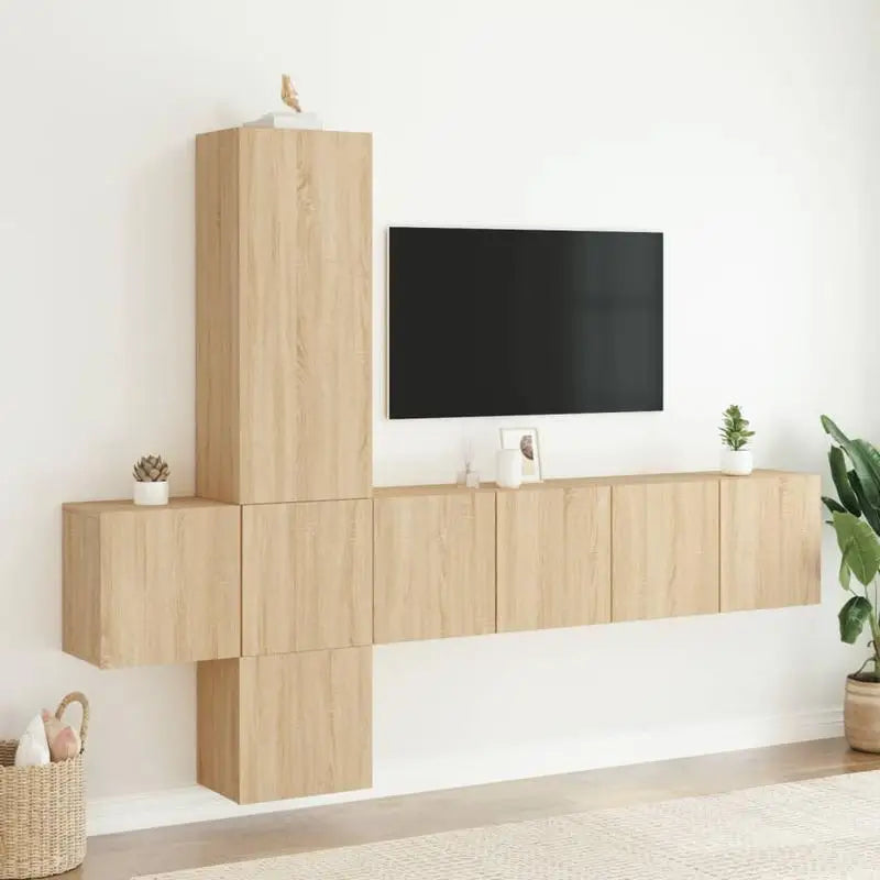 Meuble TV Mural 8 rangements