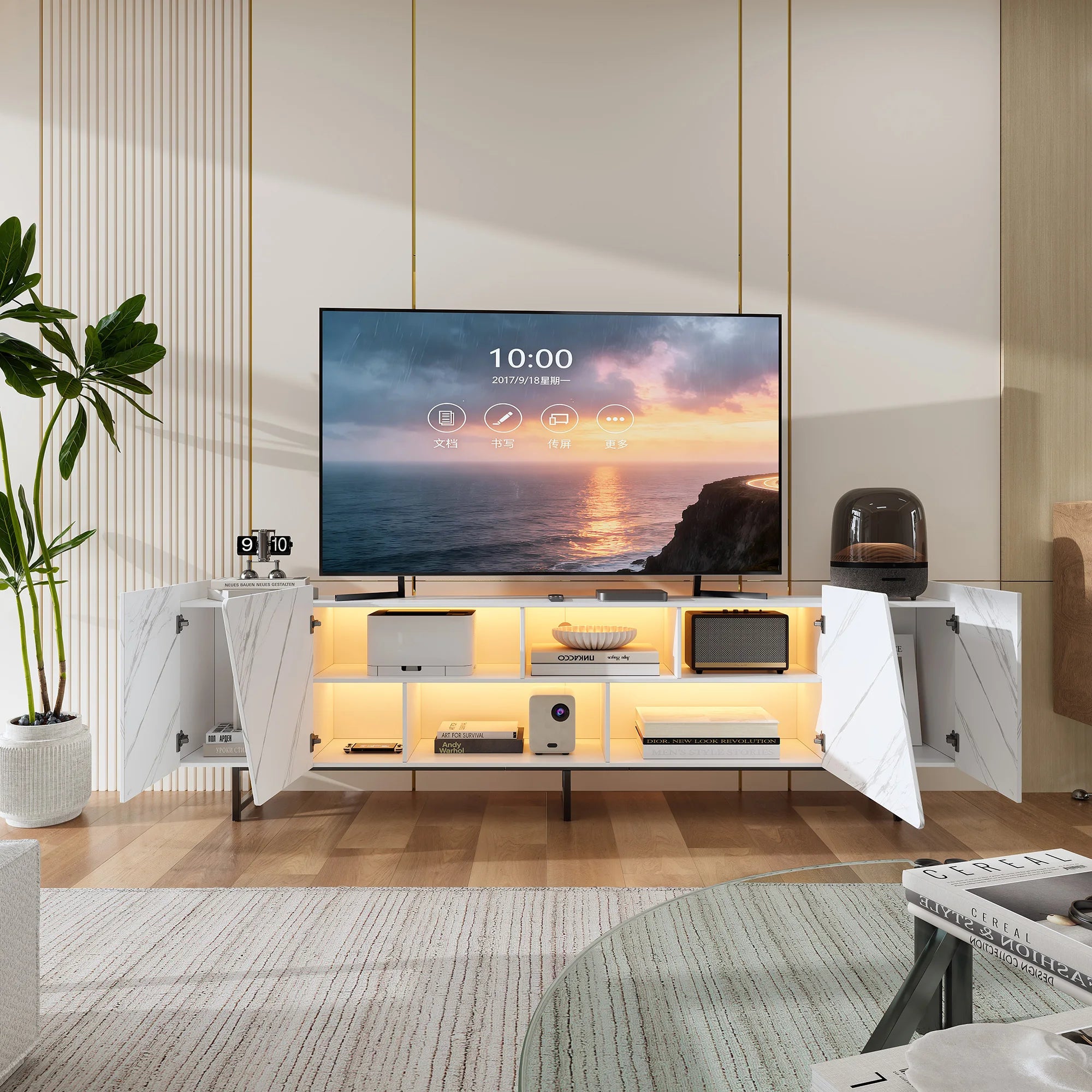 Meuble TV LED Design Marbre