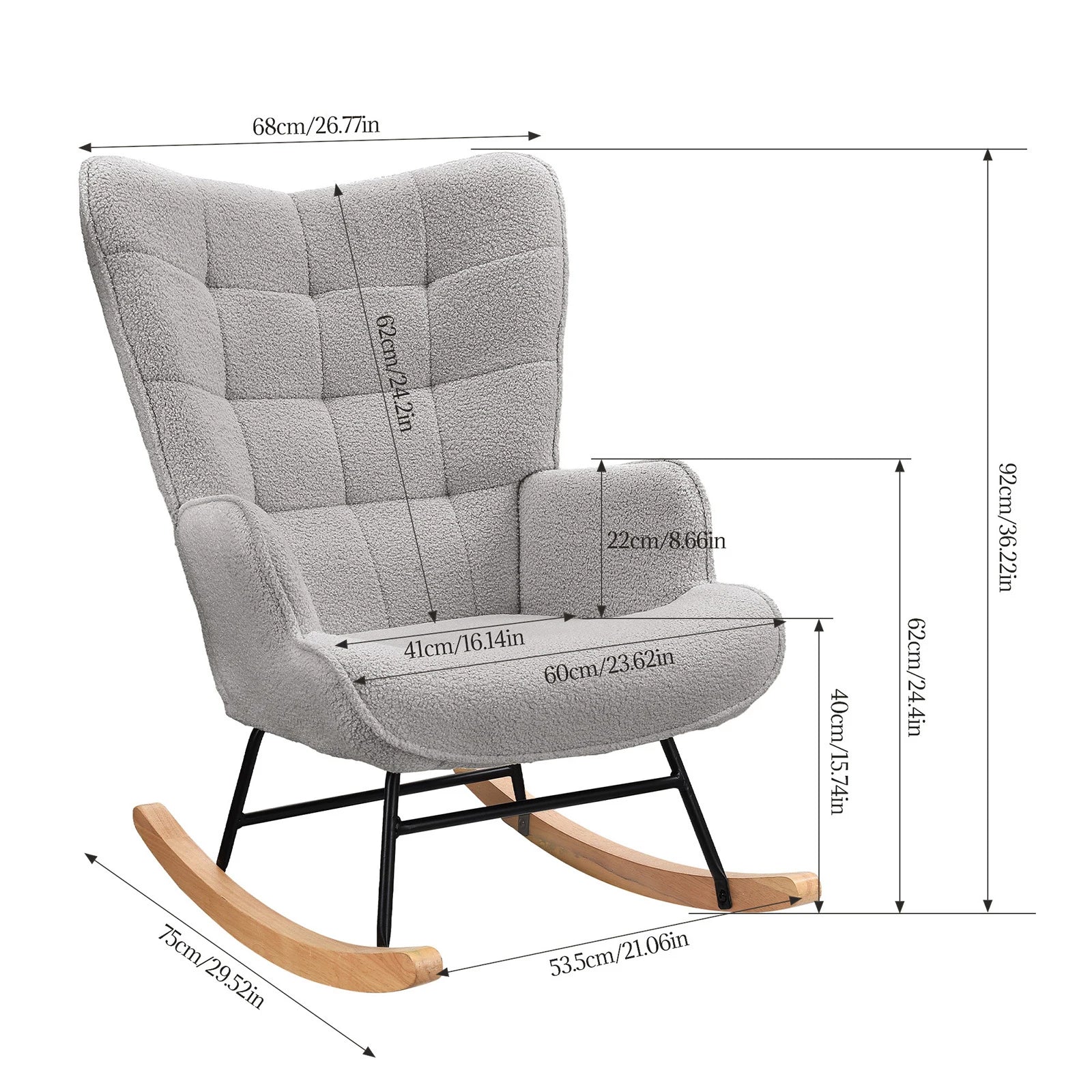 Fauteuil à bascule confortable avec appui-pieds