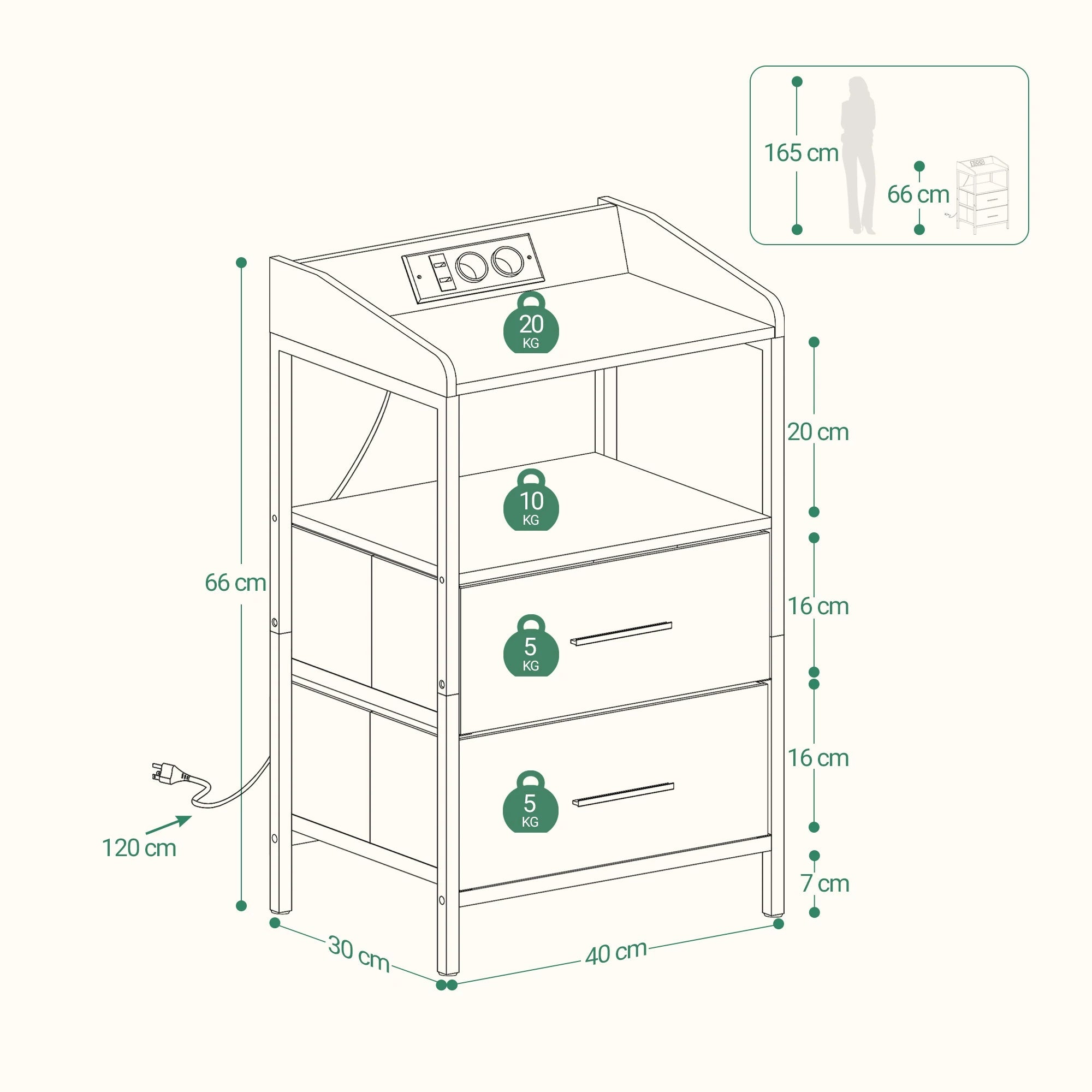 Tables de chevet 2 pcs LED blanches