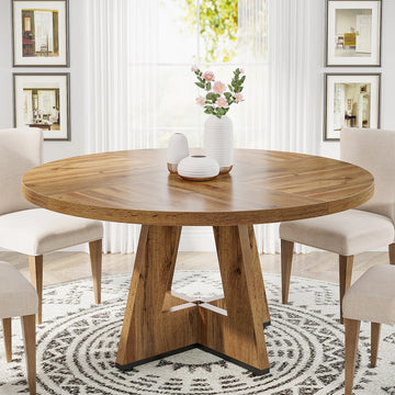 Table ronde en bois naturel