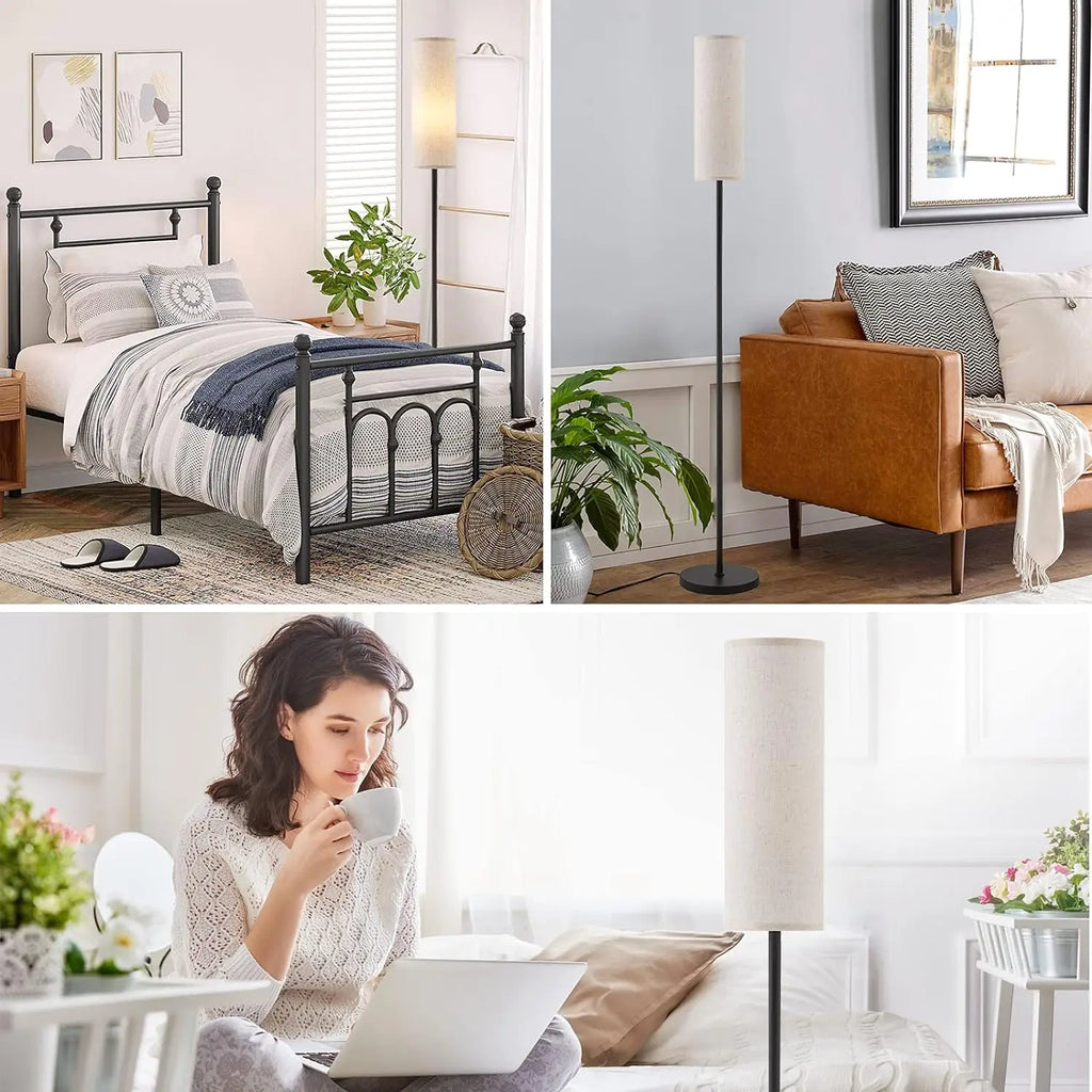 Modern Luxury Floor Lamp With Foot Switch Stepless Dimmer Tall Standing Lamp Fabric lampshade for Bedroom Living Room Office