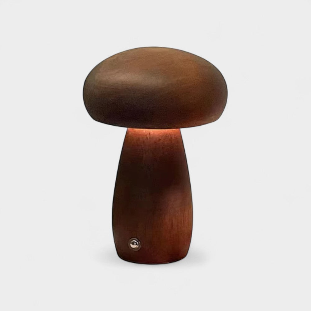 Lampe de table LED champignon en bois