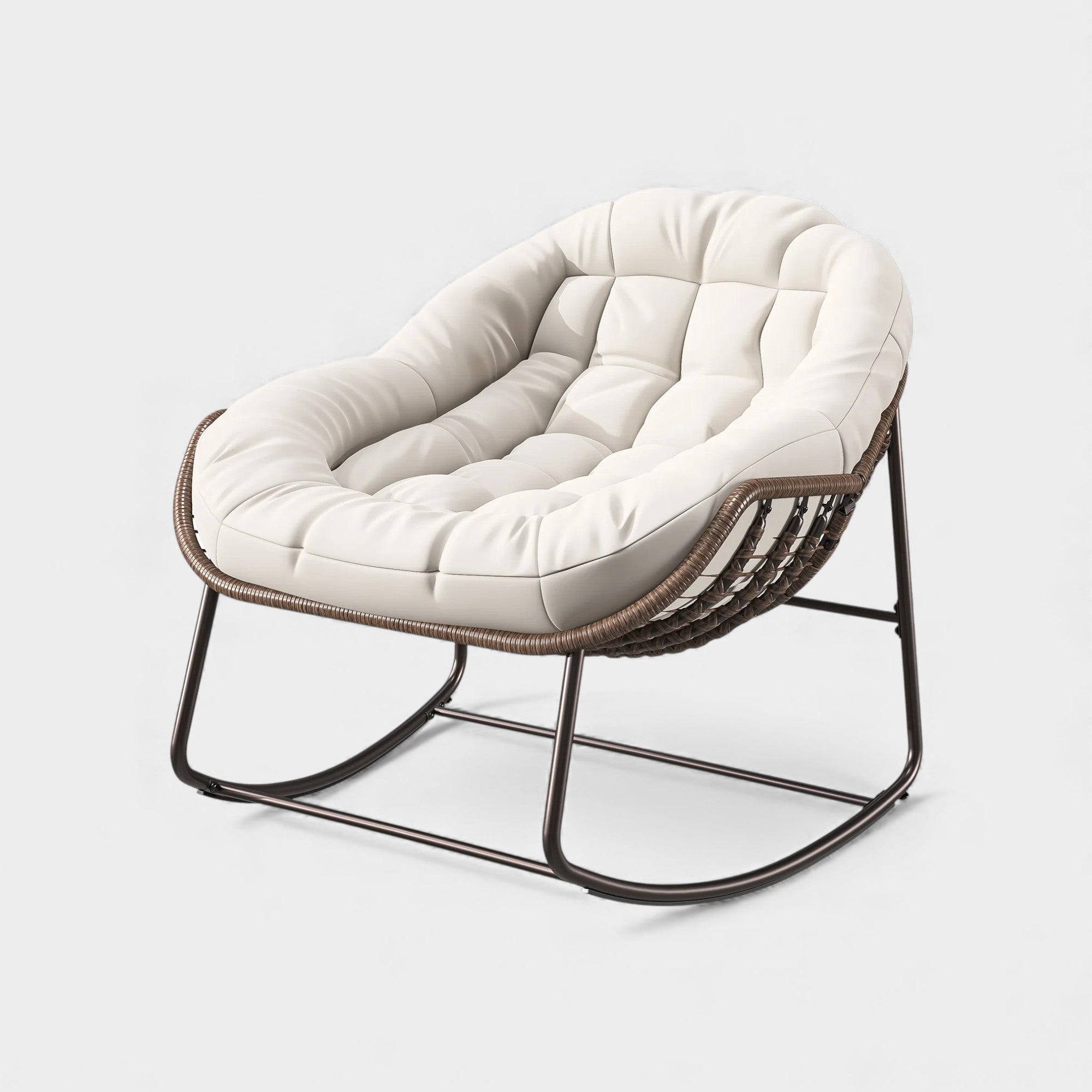 Fauteuil à bascule en rotin avec coussin