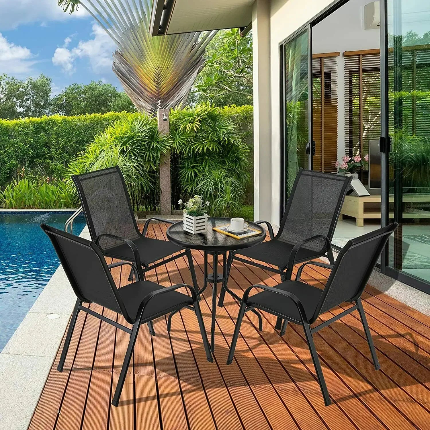 Lot de 4 chaises noirs de jardin