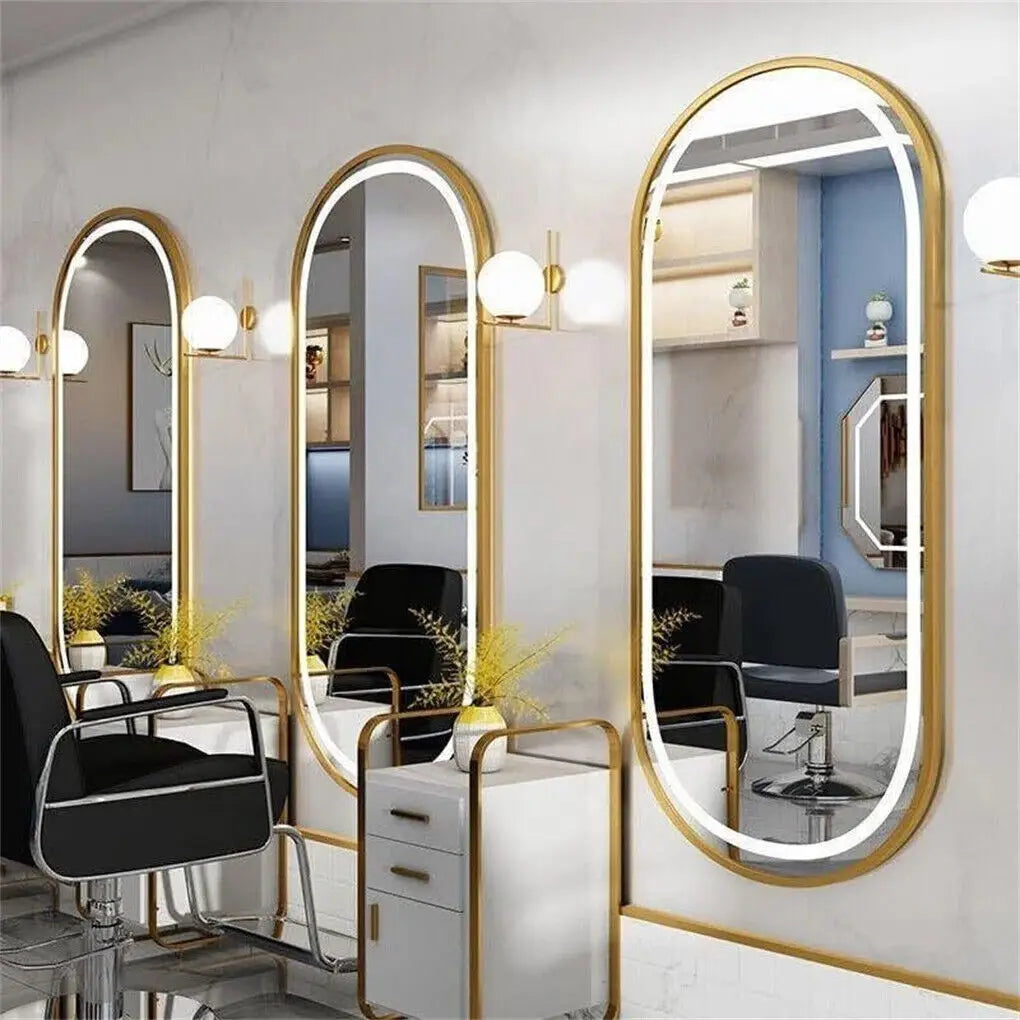 Miroir de Salle de Bain LED Oval – Cadre Doré avec Désembuage