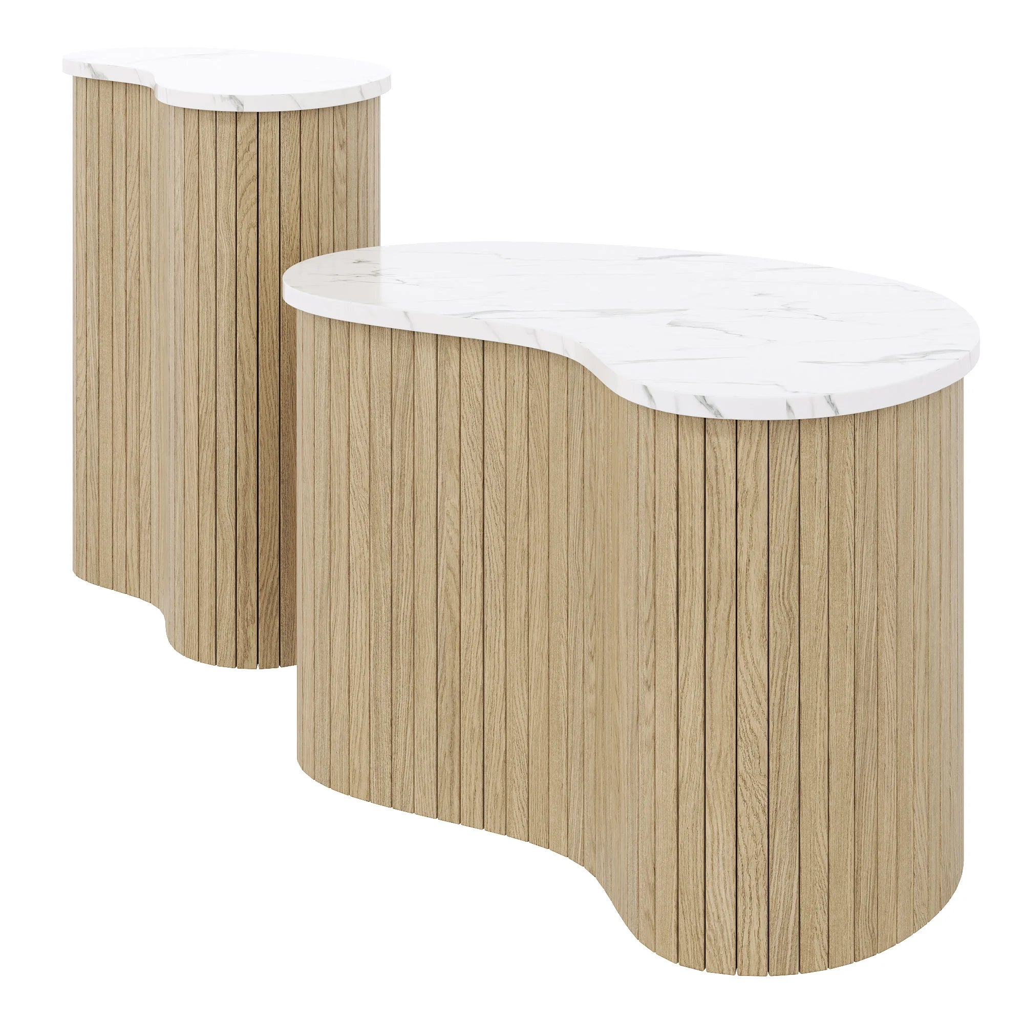 Table Basse Design Moderne Bois et Marbre