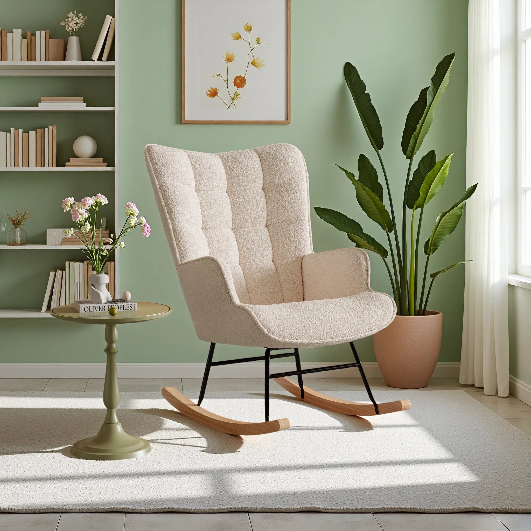 Fauteuil à bascule confortable avec appui-pieds